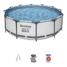 Piscina Estruturada 9.150l Circular +escada +filtro 110v Cor Cinza 110v