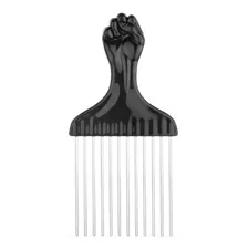 01 Pente Garfo Aço Afro Black Power Dentes De Aço