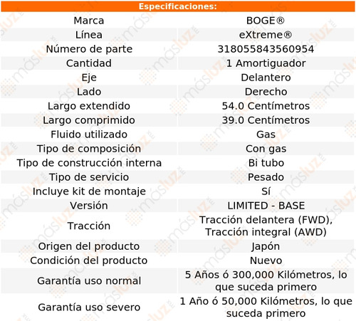 (1) Amortiguador Gas Der Del Rav4 L4 2.4l 06/08 Boge Extreme Foto 2