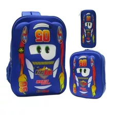 Kit Mochila Escolar Infantil Carros 3d Alto Relevo 3 Itns