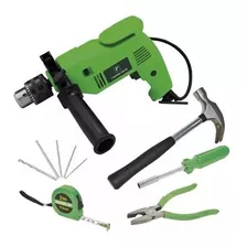 Kit Taladro De Alto Impacto + Herramientas Ferrenovo Color Verde 110v