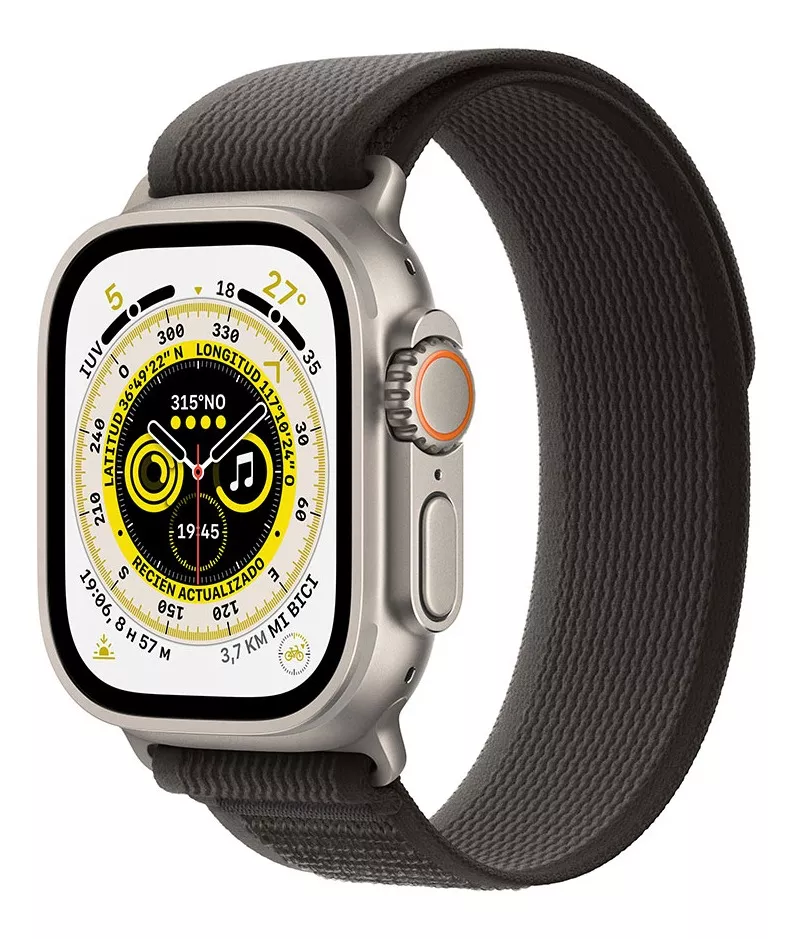 Apple Watch Ultra Gps + Celular - Caja De Titanio 49 Mm - Correa Loop Trail Negra/gris - M/l