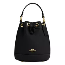 Bolsa Coach Original Dempsey Drawstring Bucket Bag 15 Negro Acabado De Los Herrajes Dorado Diseño De La Tela Liso