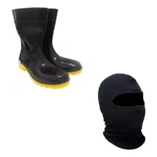 Bota Galocha Com Forro Impermeavel Pvc + Touca Balaclava 