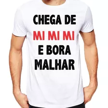 Camiseta Tradicional Branca Fitness Chega De Mi Mi Mi Ref 51