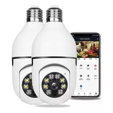 Kit 2 Cameras Wifi Bocal Lampada Giratoria Portatil Teto Luz