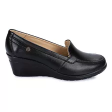 Zapato Mocasin Casual Mujer Cuero Viale Negro Le-2414