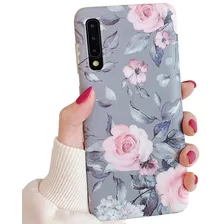 Funda Para Samsung Galaxy A50, Flores/gris/delgada/flexi...