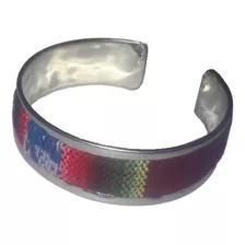 Pulsera De Alpaca Y Aguayo X10 De 1cm - Barro Cocido