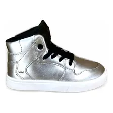 Tenis Supra Vaider Metallic Silver White Junior 28200-054