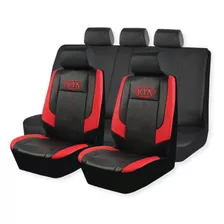 Cubreasiento Funda Ecocuero Kia Negro Rojo Bordado Regalo