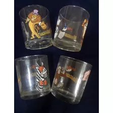 Cuatro Vasos De Vidrio Edición Madagascar De Nutella