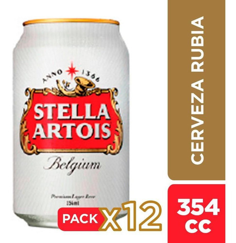 Cerveza Stella Artois Lata X12 354 Cc
