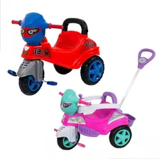 Triciclo Infantil Bebe De Empurrar Com Haste E Pedal Motoca