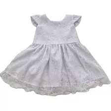 Vestido Infantil Menina Festa Renda Branco Batizado Princesa