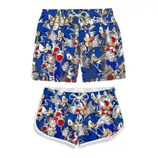 Kit Casal Short Praia Masculino Feminino Sonic Mod 2 