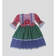 Vestido Caipira Infantil Com Manga 