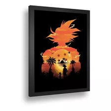 Quadro Emoldurado Poste Dragon Ball Z Goku Classic Vidro A3