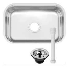 Cuba Pia Cozinha Aço 430 Inox 46x30x14 + Válvula + Sifão