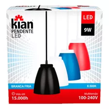 Luminária Pendente 9w Branca Fria Cor Branca Bivolt