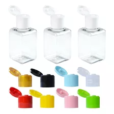 150 Frascos Plástico Pet 40ml Quadrado Com Tampa Flip Top