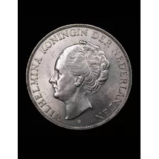Moneda De Plata 1930 Netherlands. Wilhelmina 2 1/2 Gulden