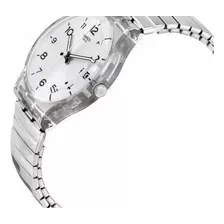 Reloj Swatch Mujer Silverall Gm416b Malla Elastizada Suizo Color De La Malla Plateado Color Del Bisel Translúcido Color Del Fondo Plateado