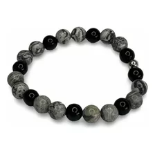 Pulsera Elastica Ónix Gris Y Negro