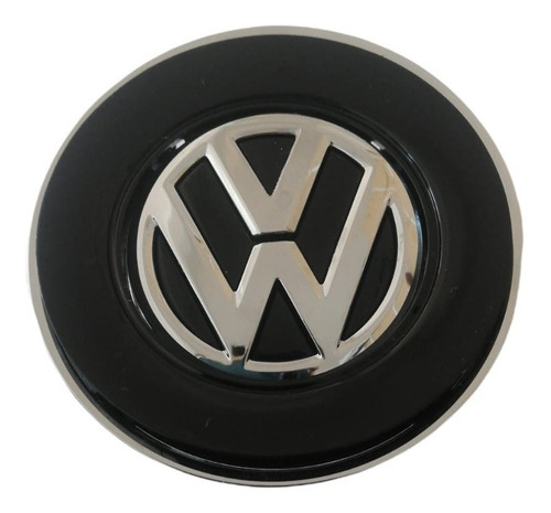 Emblema Centro De Volante Volkswagen 6 Cm Negro Cromo Foto 2