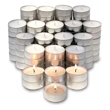 Velas De Noche Decorativas Sin Aroma Con Latita Pack X100un Color Blanco