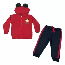 Conjunto Pants Y Sudadera Rojo Bebe Niño Mickey Mouse Disney