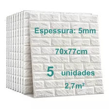 Kit 5 Painel 3d Tijolo Placa Papel Parede Auto Adesivo 70x77 Cor Tijolinho Branco