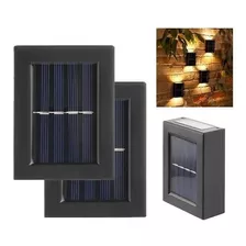 Set X2 Aplique Lampara Led Bidireccional Panel Solar Calida Color Negro