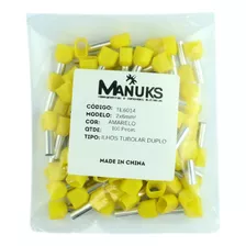 Te6014 Terminal Ilhos Tubolar Duplo 2x 6mm² Amarelo - 100 Pç