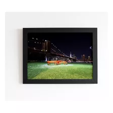 Quadro Art Parque Ponte Do Brooklyn Anoitecer Na Cidade