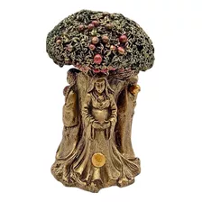 Diosa Hecate Triple Bajo Árbol 15cm Dorada 