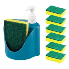 Porta Detergente Com Porta Esponja + 12 Esponjas Casamia