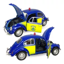 Carrinho De Ferro Miniatura Fusca Da Prf Abre Porta Capô