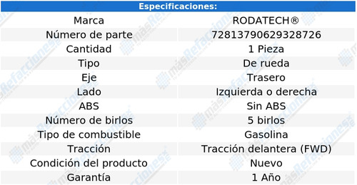 Maza Rueda Trasera Izq/der S/abs Celebrity L4 2.5l Fwd 84-90 Foto 3