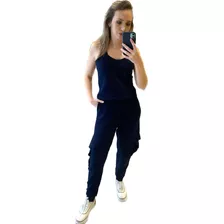 Conjunto Regata Calça Cargo Tricô Modal Feminina Moda Luxo