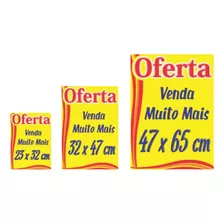 Kit 150 Cartazes Oferta Grande Liso Promoção Amarelo Mercado
