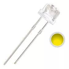 100x Led Alto Brilho 5mm Amarelo Chapeu Baixo Straw K0742