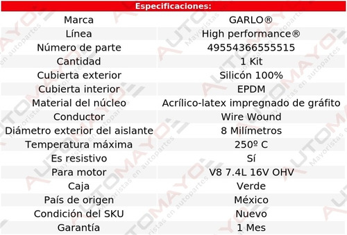 Cables Bujias Laguna 7.4l 16v Ohv 75 Garlo High Performance Foto 2