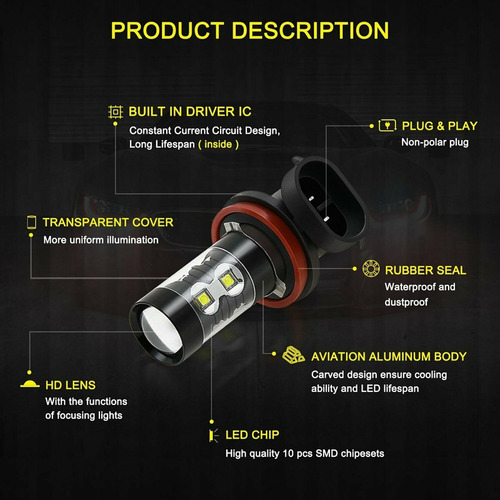 Bombillas De Luz Antiniebla Led H11 H8 1400lm Para Suzuki Foto 3