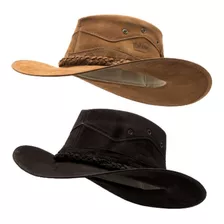 Kit 2 Chapéu De Couro Cowboy Country Masculino E Feminino