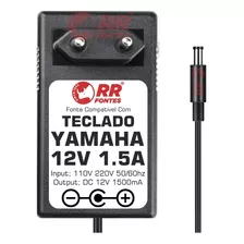 Fonte 12v 1.5a Para Teclado Yamaha P-95 Psr-61 Pc-100 Psr-62