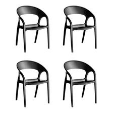 Cadeira De Jantar Kappesberg Glass Plus, Estrutura De Cor Preto, 4 Unidades