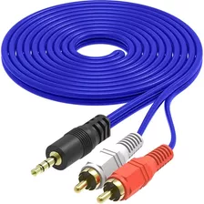 Cabo P2 X 2 Rca Áudio Auxiliar Estereo 1,5 Metros Reforçado