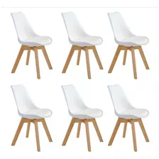 Kit C/ 6 Cadeiras Leda Charles Eames, Saarinen Wood Com Al