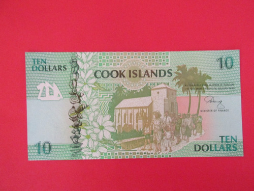 Billete Islas Cook 10 Dolares Oceania Año 2005 Unc Escaso